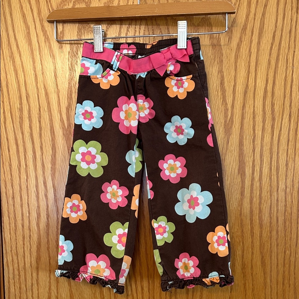 Gymboree Girls' Brown Pants w/Floral Print Sz 2T